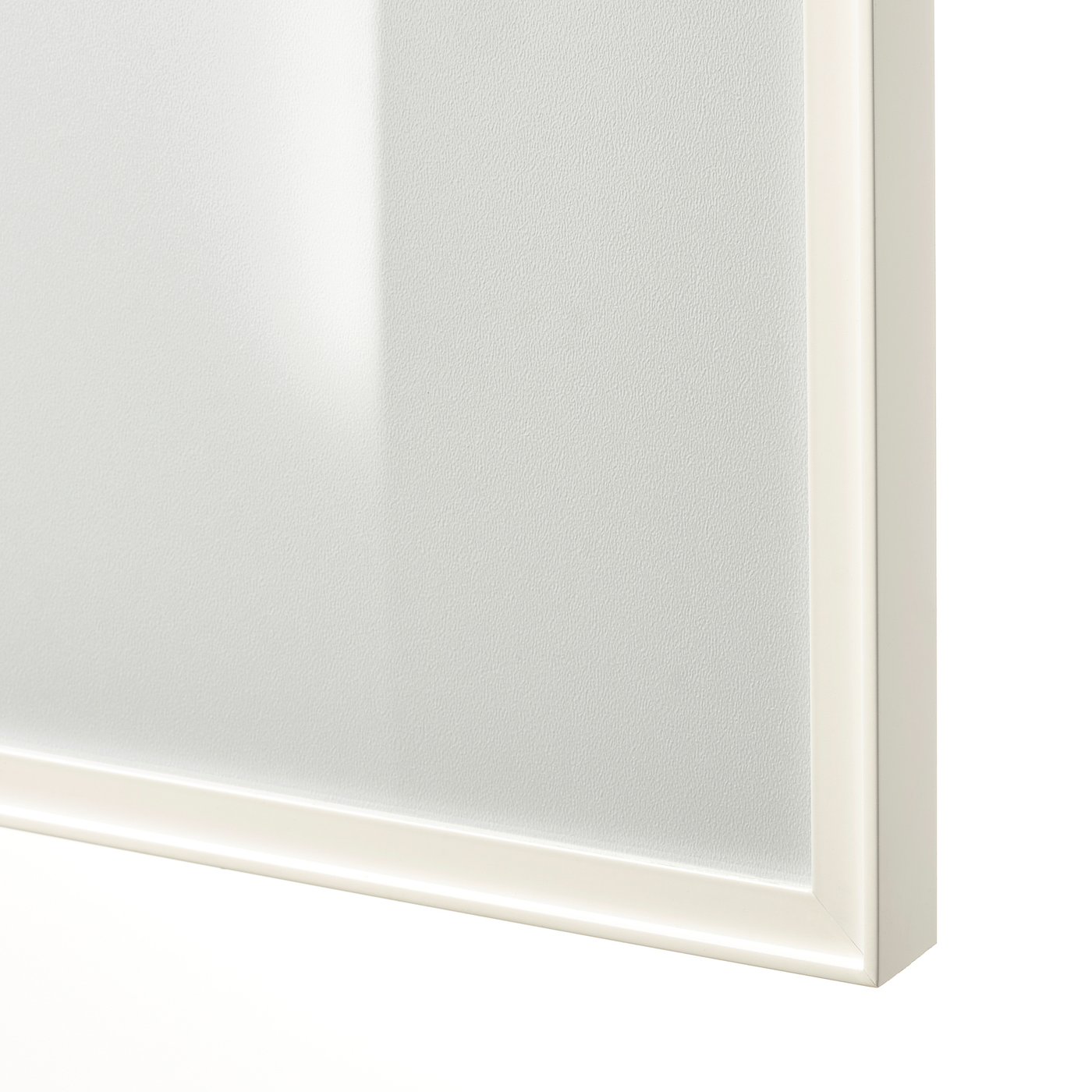 Close-up of modern, sleek HÖGBO glass door with crisp white frame, reflecting high quality craftsmanship.