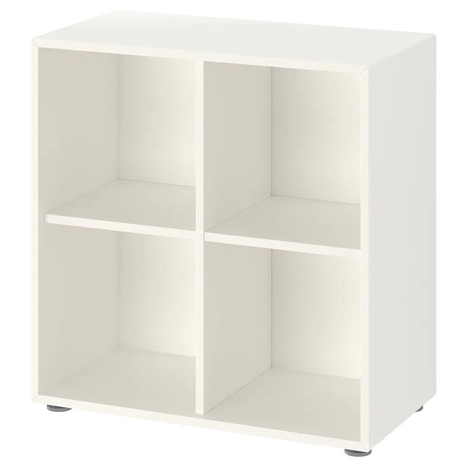 EKET storage unit, white, cubic design, four compartments, adjustable feet.
