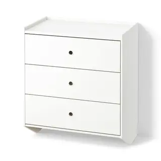 RACKNÄS chest of 3 drawers, white/wall mounted, 69x78 cm