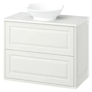 TÄNNFORSEN / VÄSTERSJÖN wash-stnd w drawers/wash-basin, white/white marble effect, 82x49x79 cm