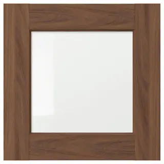 ENKÖPING glass door, brown walnut effect, 40x40 cm
