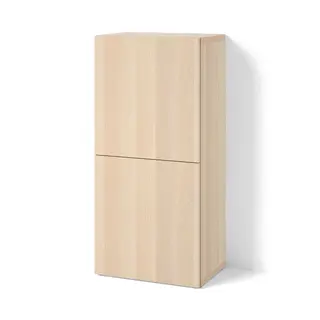 BESTÅ shelf unit with doors, white stained oak effect/Lappviken white stained oak effect, 60x42x129 cm