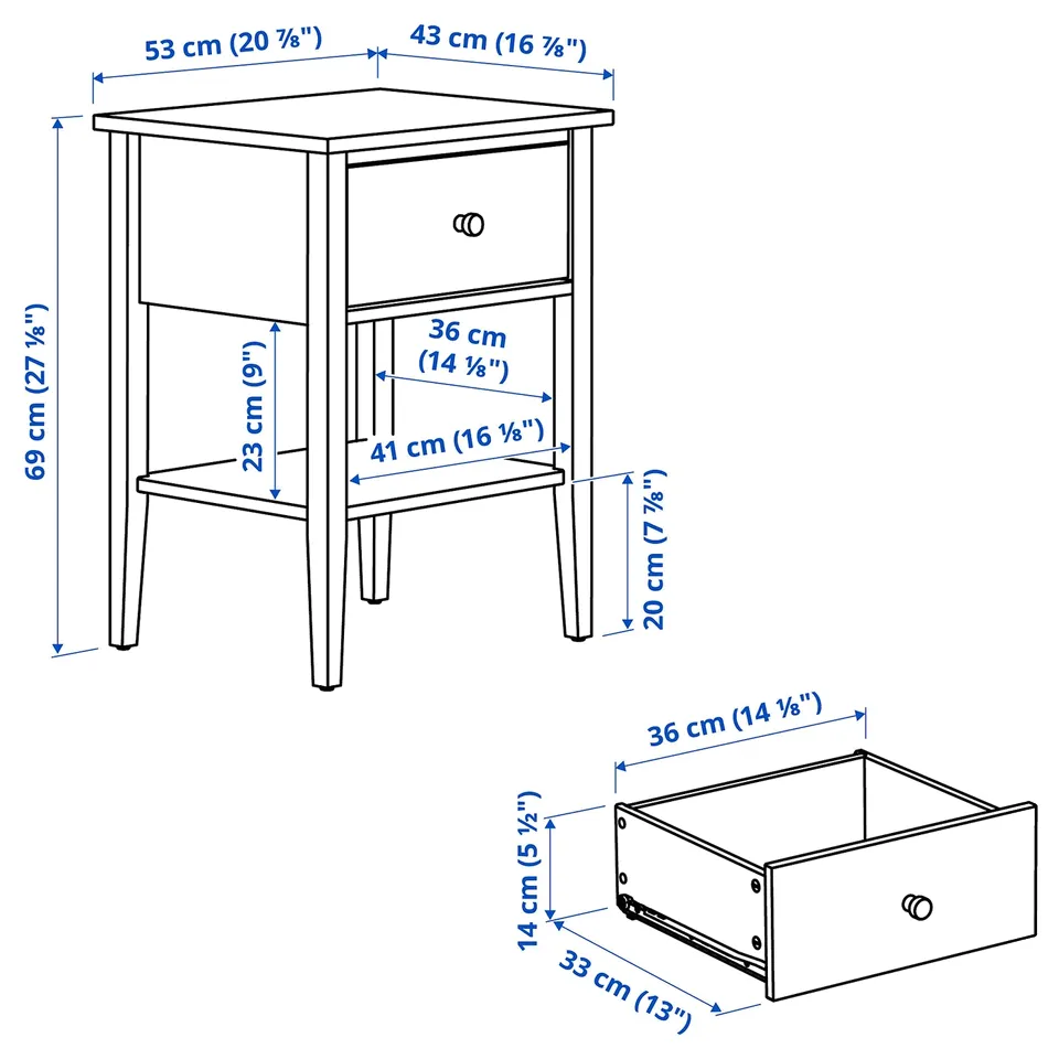 Illustration with measurements for the product: GULLABERG.