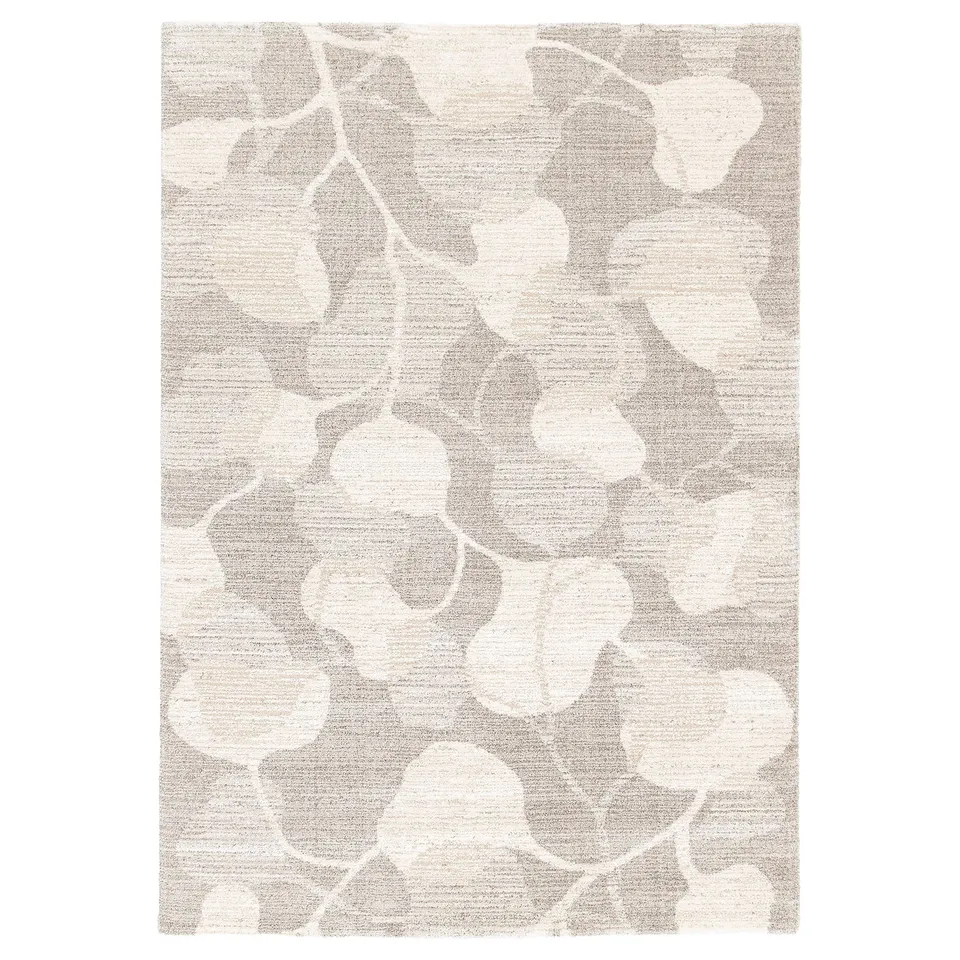 ÄLSKEGRAS Rug, low pile, grey beige/leaf pattern, 160x230 cm