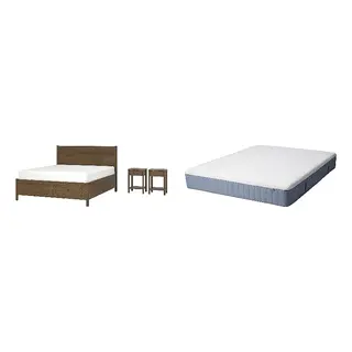 TONSTAD/VITMÅSEN Bed with 25cm thick mattress, pocket sprung, latex,5 comfort zones, extra firm