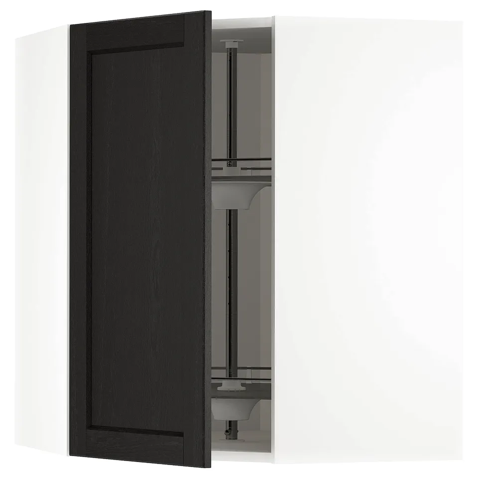 Black ashwood cabinet with glass shelves.