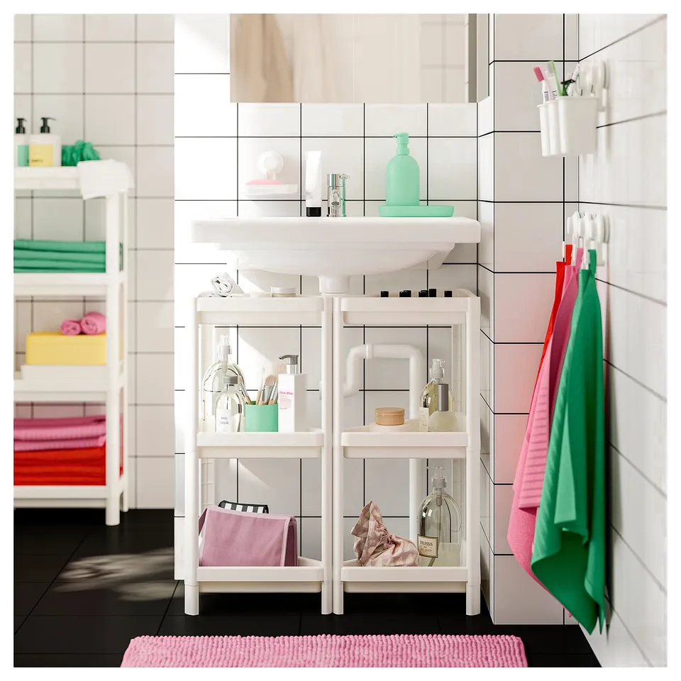 VESKEN Corner shelf unit, white, 33x33x71 cm
