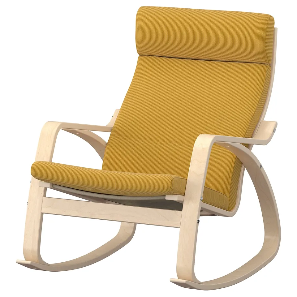 POÄNG Rocking-chair, birch veneer/Kelinge dark yellow