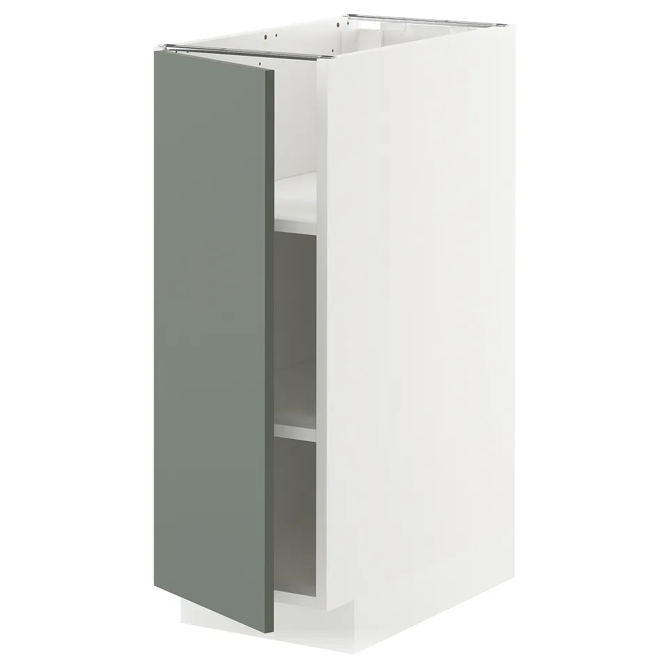 METOD white cabinet with grey-green door, rectangular, modern design.
