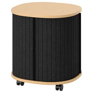 YXSTABY gaming side table on castors, oak veneer/grey, Width 50 x Depth 50 x Height 55 cm
