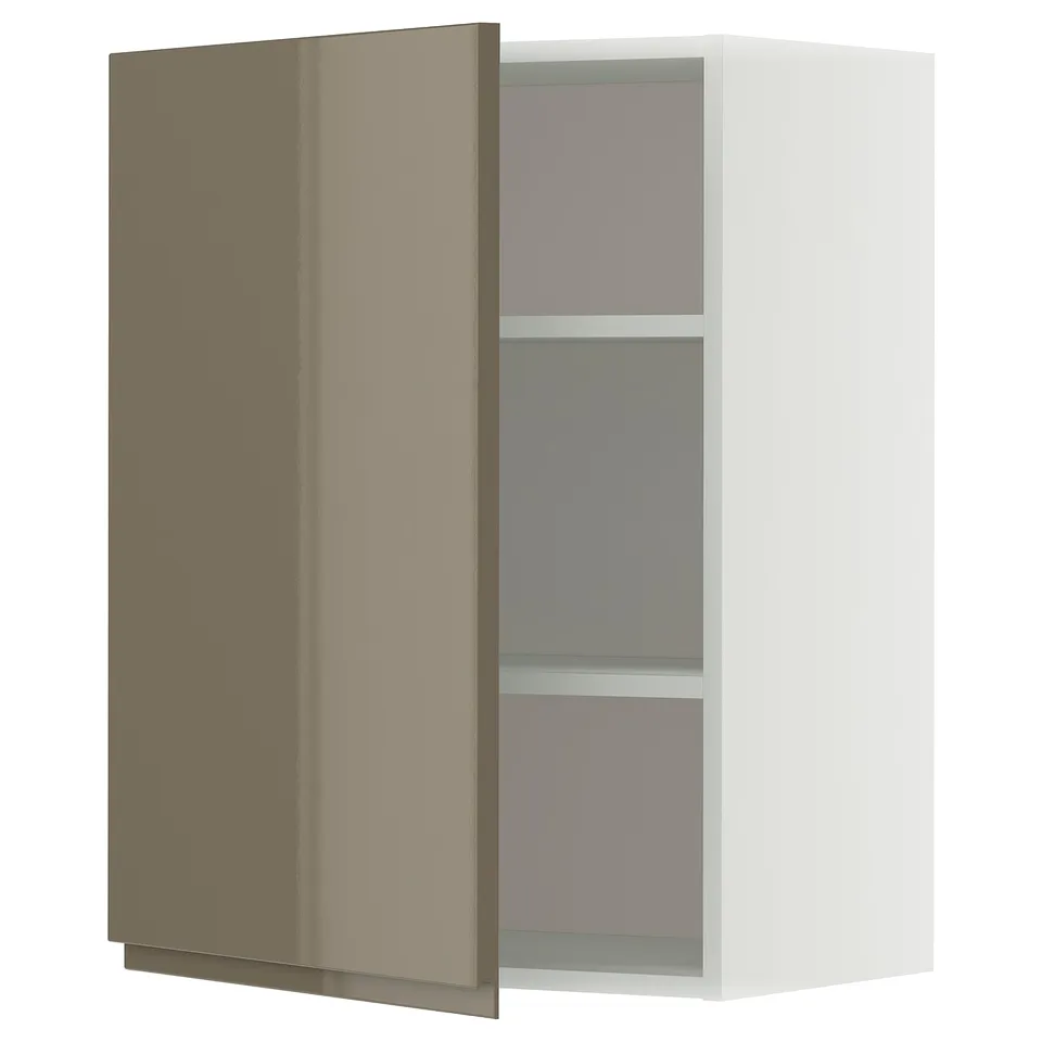 Modern kitchen cabinet, METOD, high gloss dark grey-brown, square shape, sleek design.
