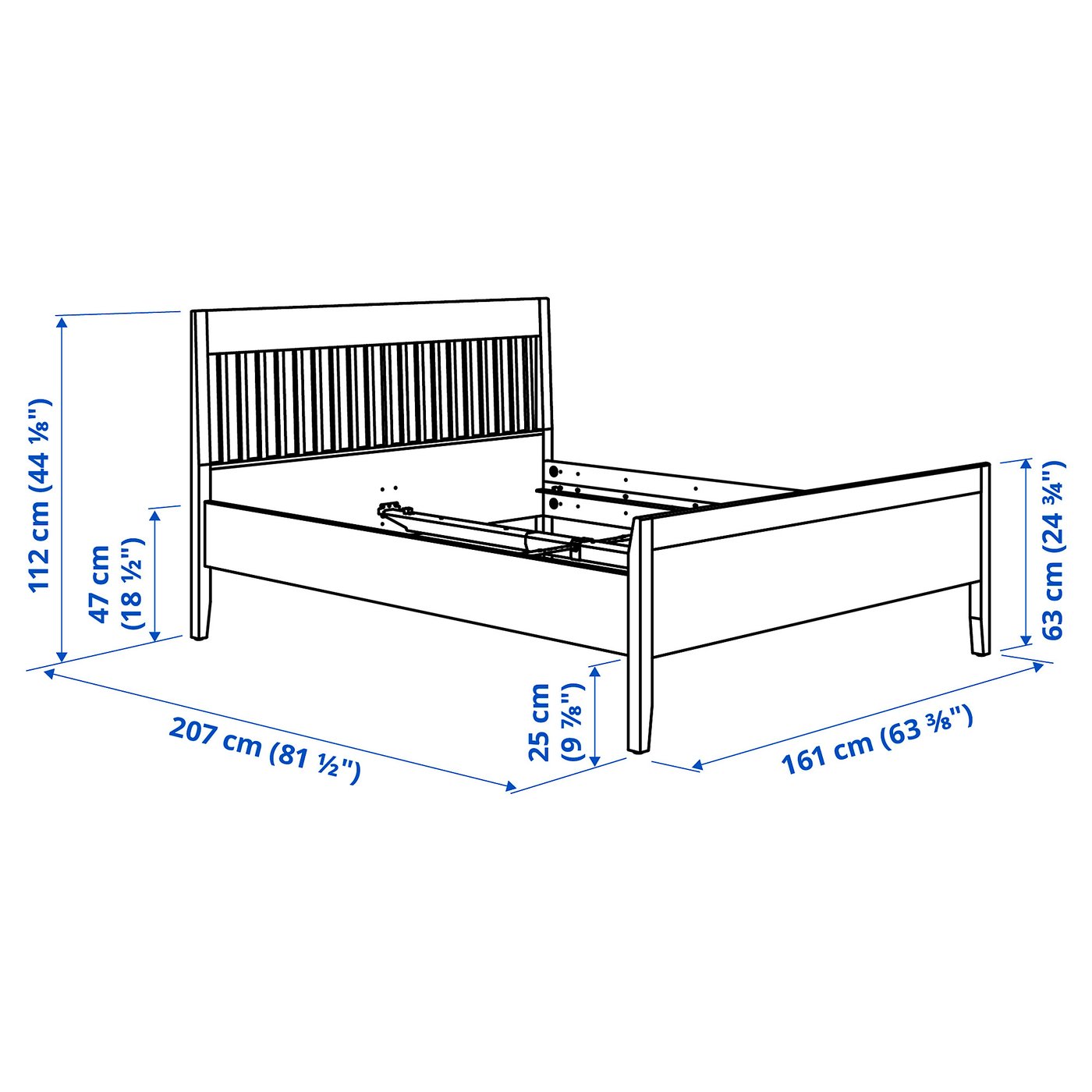 Illustration with measurements for the product: IDANÄS.