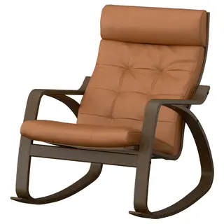 POÄNG rocking-chair, walnut effect/Grann golden-brown, Width 68 x Depth 94 x Height 95 cm