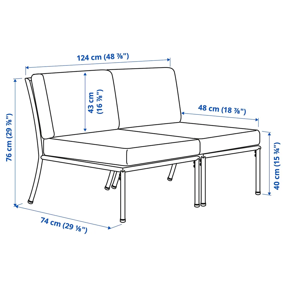 Illustration with measurements for the product: SEGERÖN.