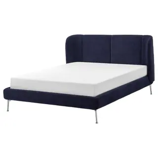 TUFJORD upholstered bed frame, Tallmyra black-blue/Lönset, Length 223 x Width 174 cm