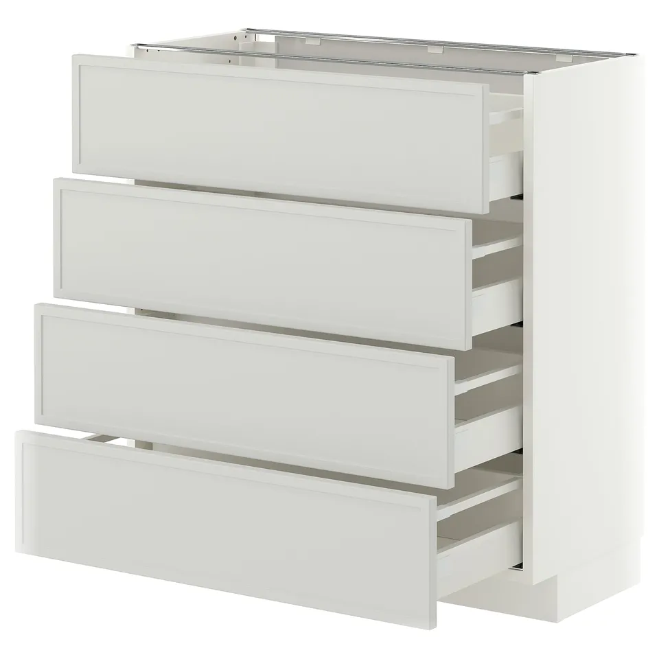 METOD / MAXIMERA Base cab 4 frnts/4 drawers, white/Aspudden light grey, 80x37x80 cm