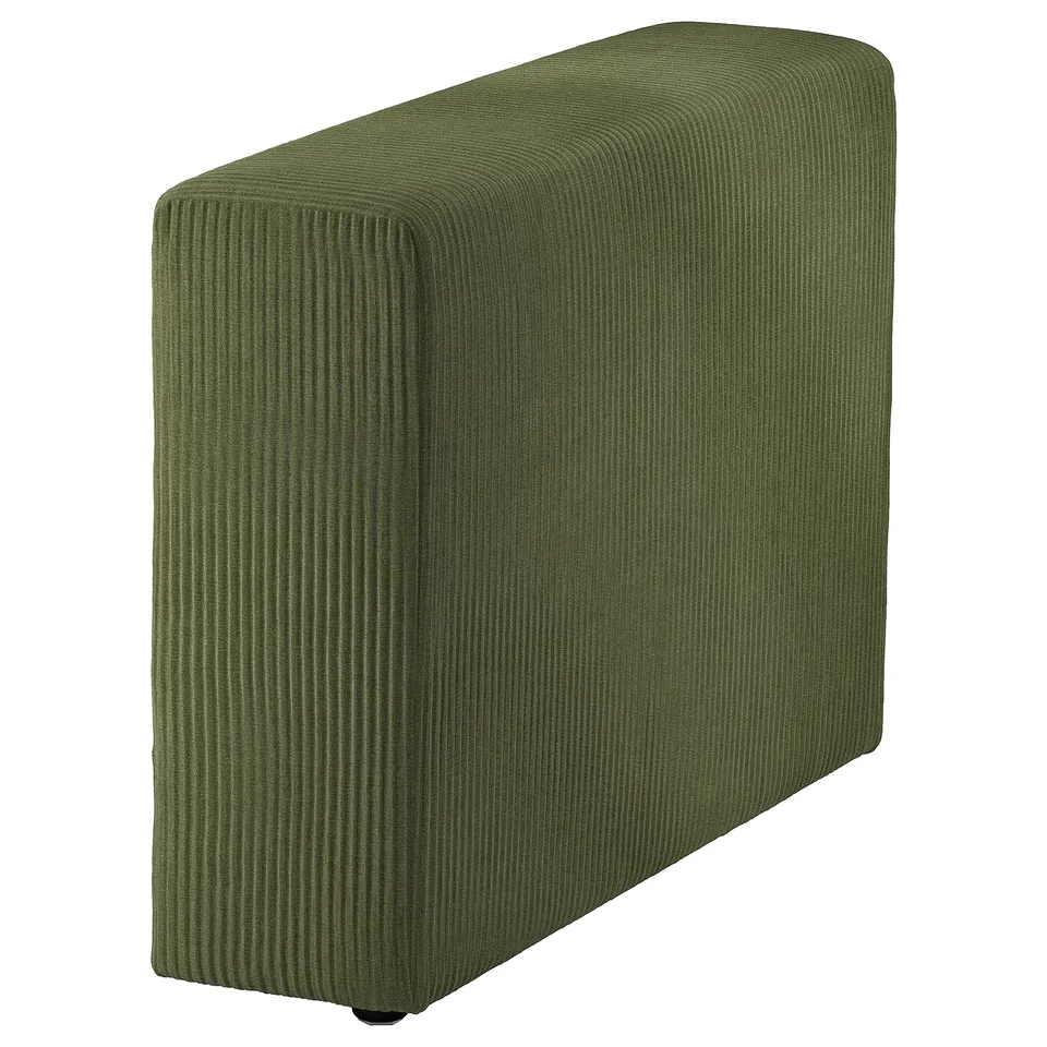 JÄTTEBO: olive green, corduroy sofa cover, wide ribs, rectangle with rounded edges.