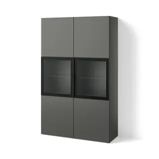 BESTÅ storage combination w glass doors, dark grey Lappviken/Fällsvik anthracite, 120x42x193 cm