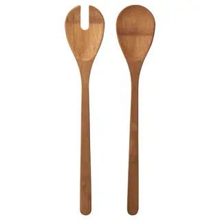GRÖNSAKER 2-piece salad servers set, bamboo, Length 31 cm