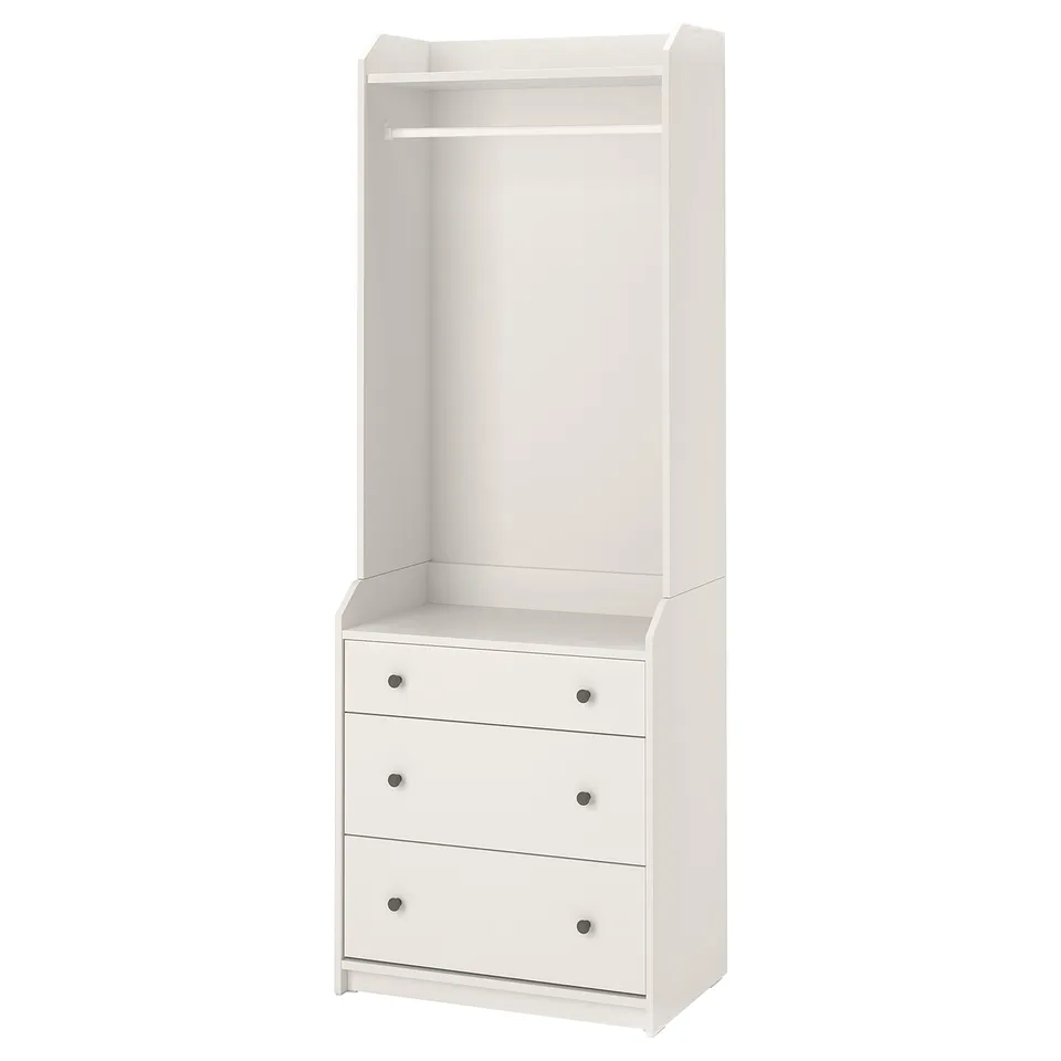 part: HAUGA open wardrobe with 3 drawers