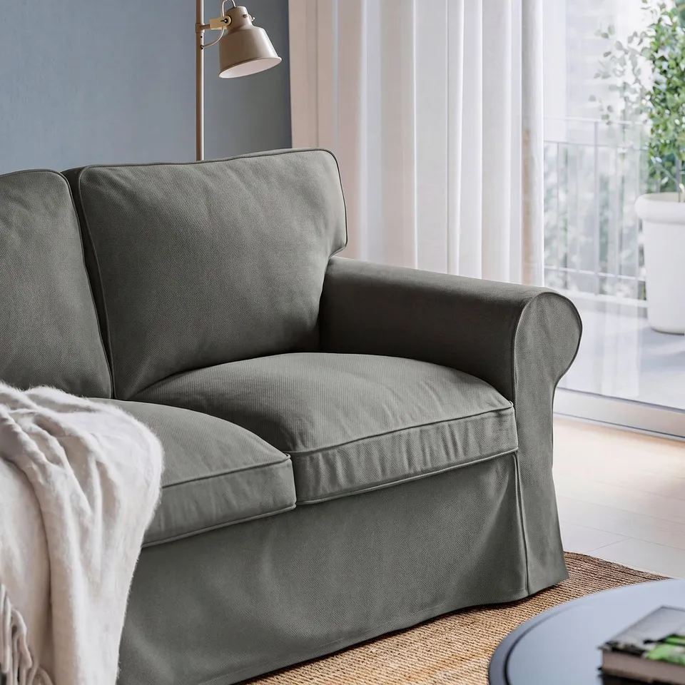 EKTORP 2-seat sofa, Hakebo dark grey