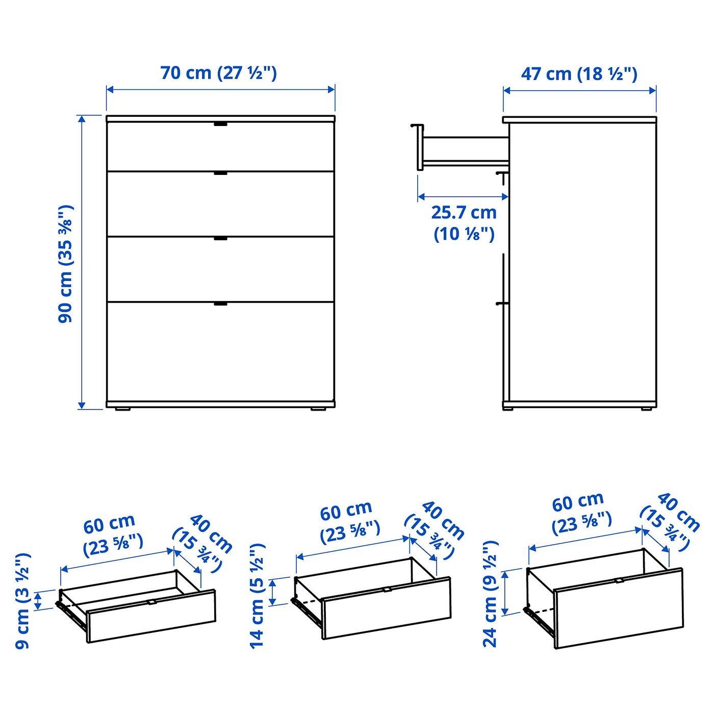Illustration with measurements for the product: VIHALS.