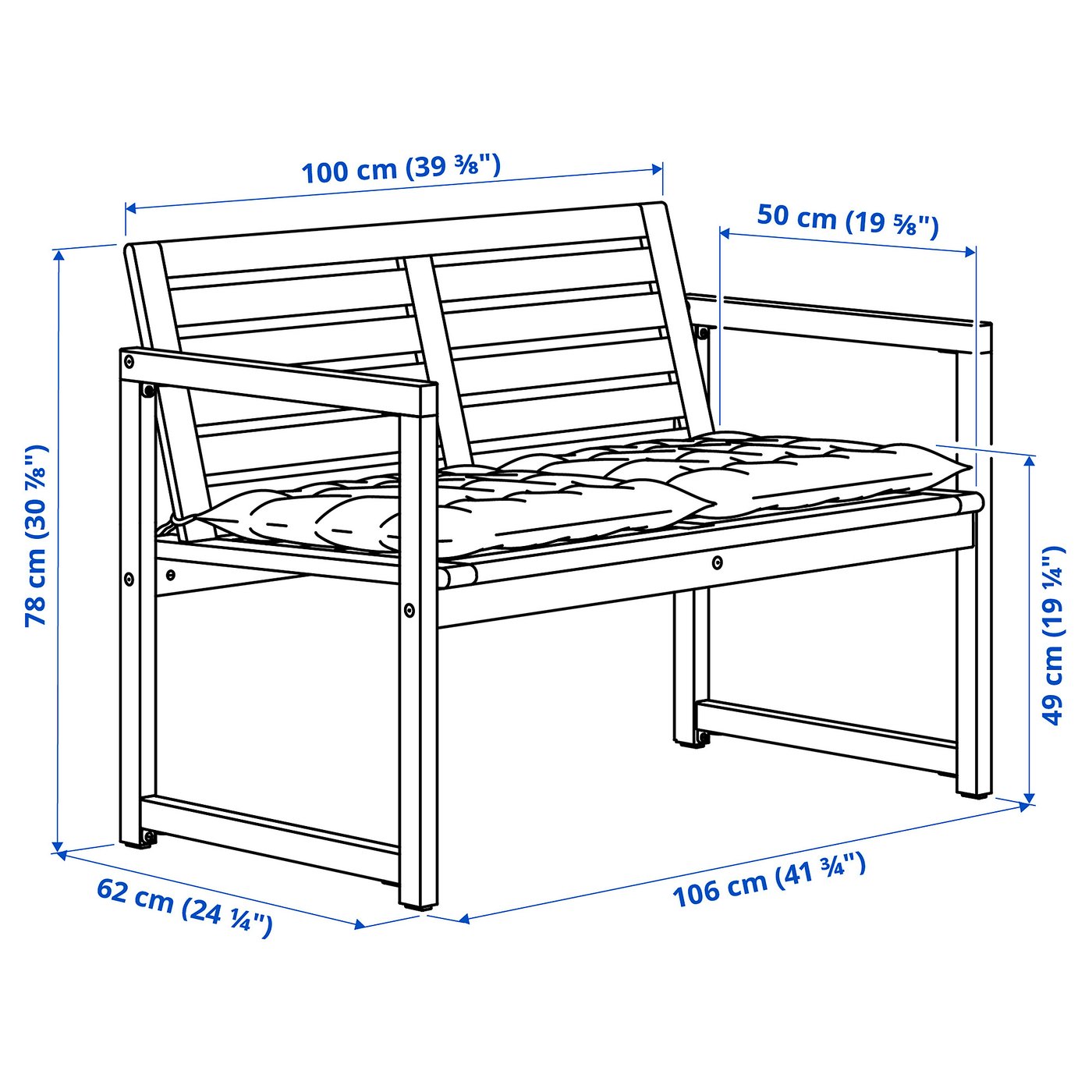 Illustration with measurements for the product: NÄMMARÖ.