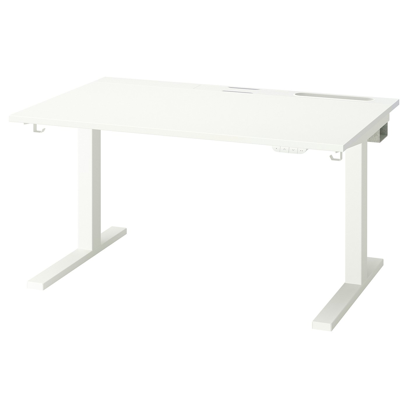 MITTZON desk in white, modern design, adjustable height.