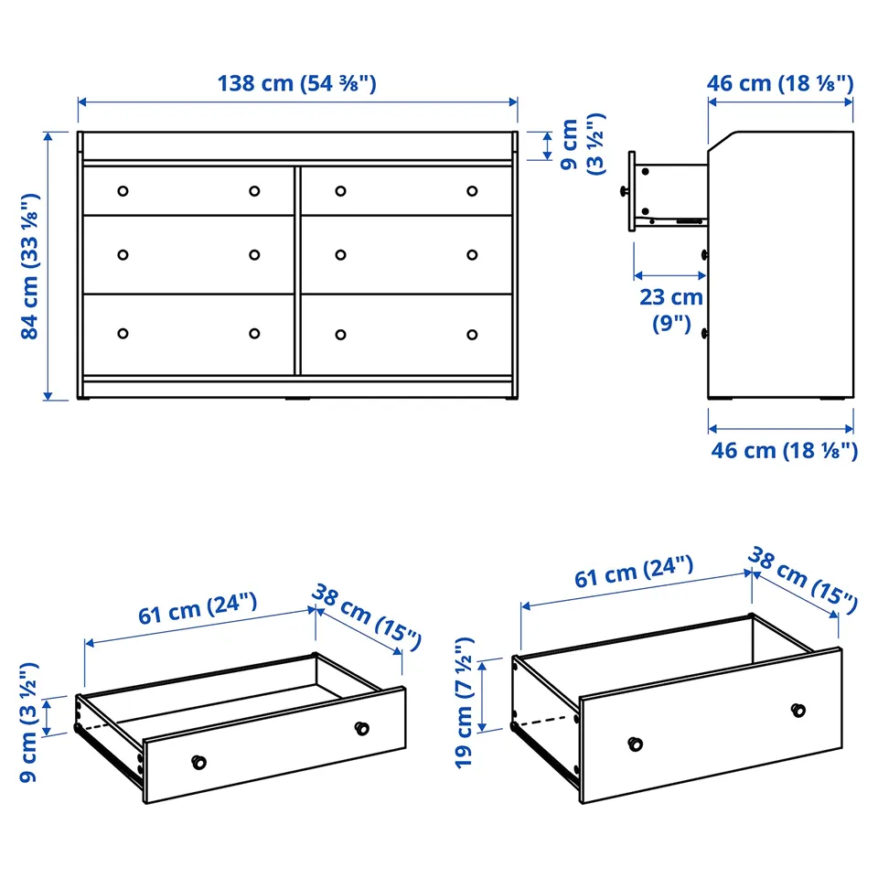 part: HAUGA chest of 6 drawers