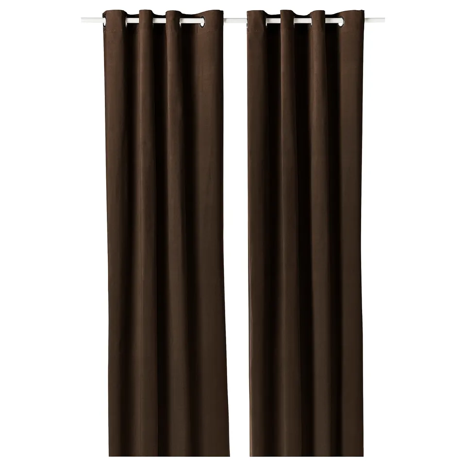 SANELA Curtains, 1 pair, dark brown/with eyelets, 140x300 cm