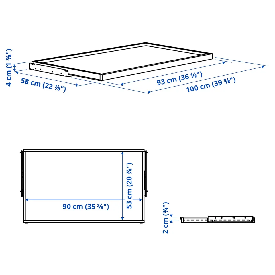 Illustration with measurements for the product: KOMPLEMENT.