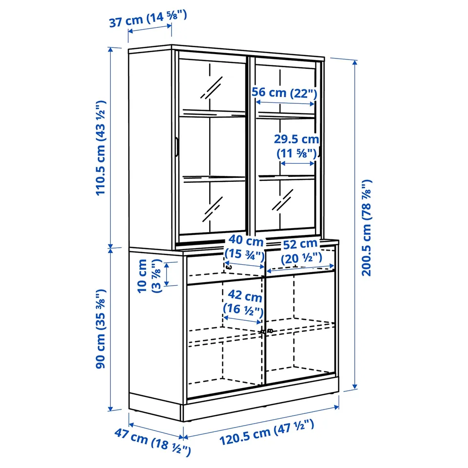 Illustration with measurements for the product: TONSTAD.