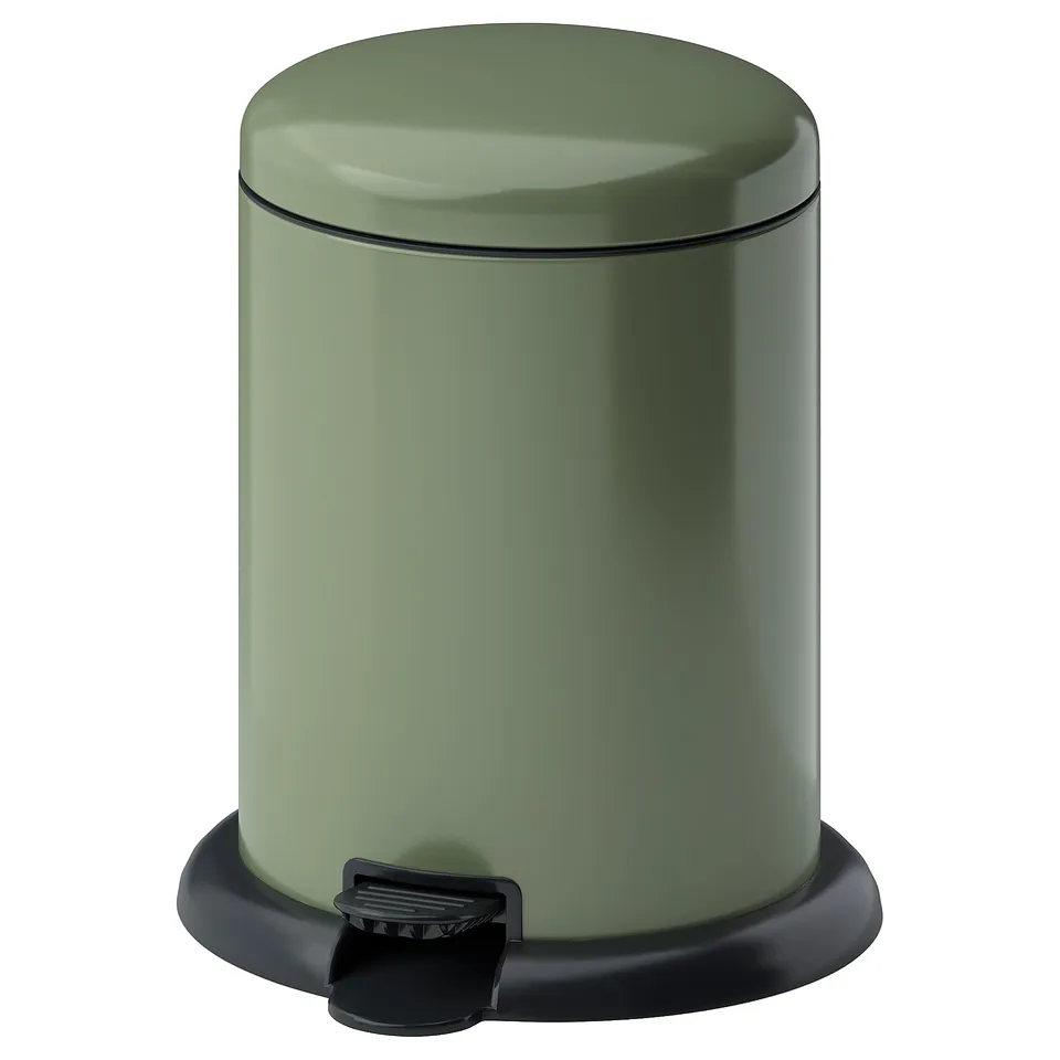GÅNGSKYFFEL Pedal bin, grey-green, 9 l