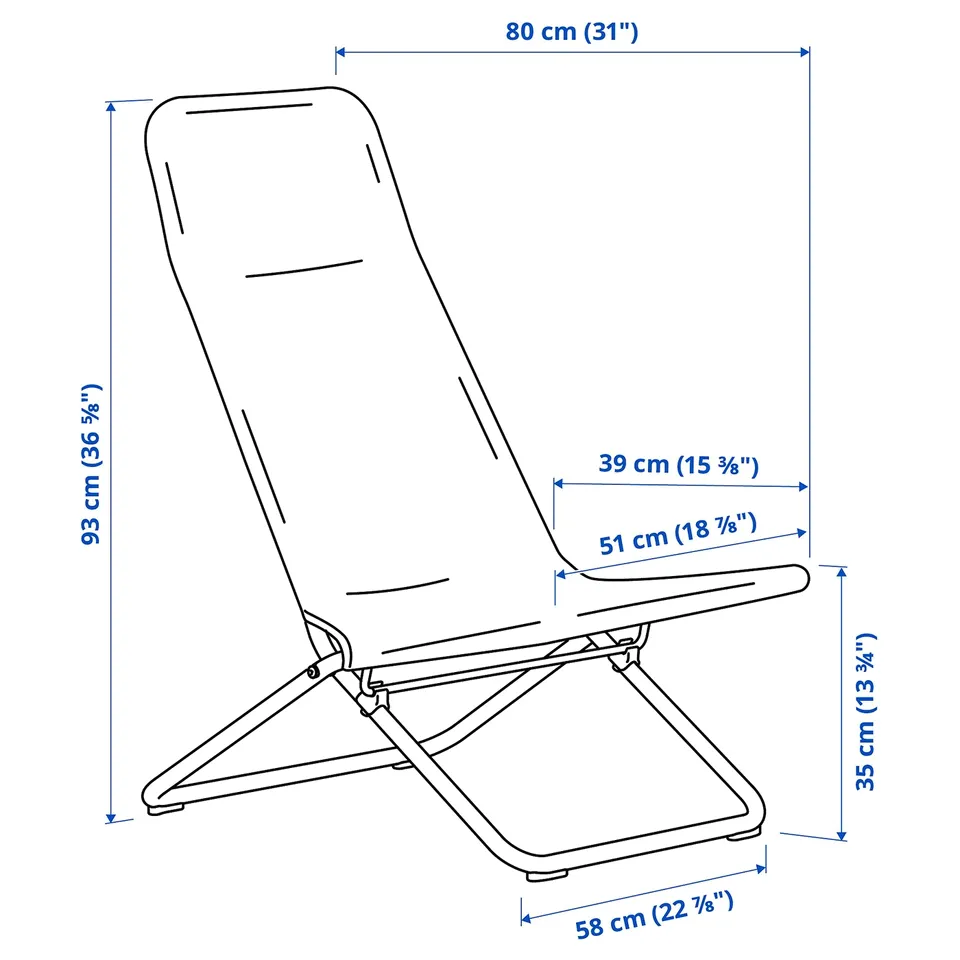 VIGGSÖ Lounge chair, outdoor, foldable dark grey