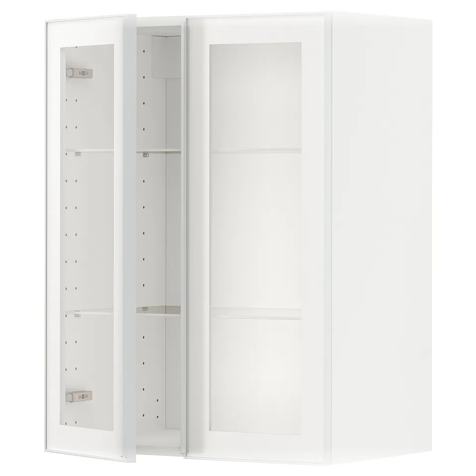 METOD white kitchen wall unit, glass door, adjustable shelves.