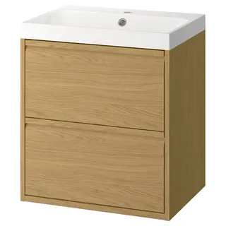 ÄNGSJÖN / BACKSJÖN wash-stnd w drawers/wash-basin, oak effect, 60x48x69 cm