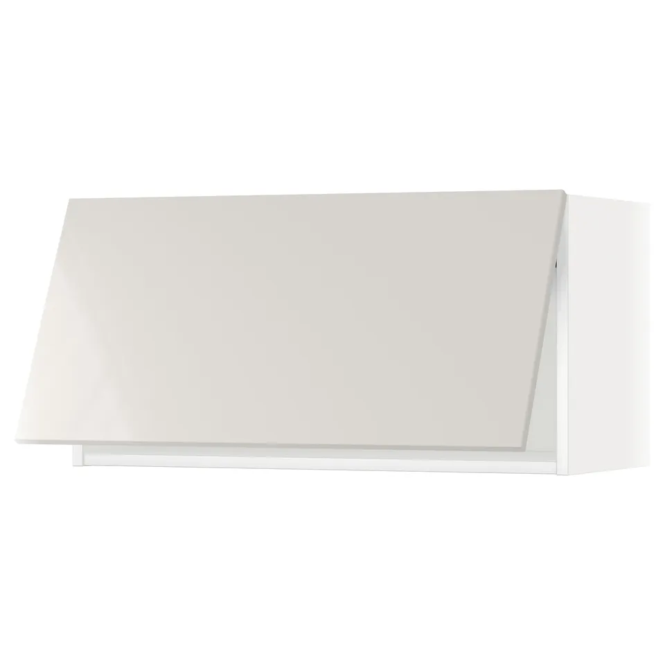 METOD white kitchen cabinet, glossy finish, rectangular shape, modern design.