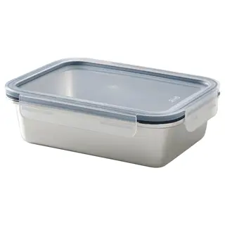 IKEA 365 + food container with lid, rectangular stainless steel/plastic, 1.0 l