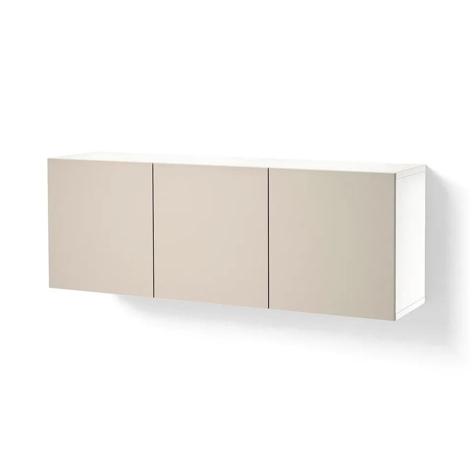BESTÅ Wall-mounted cabinet combination, white/Lappviken light grey-beige, 180x42x64 cm