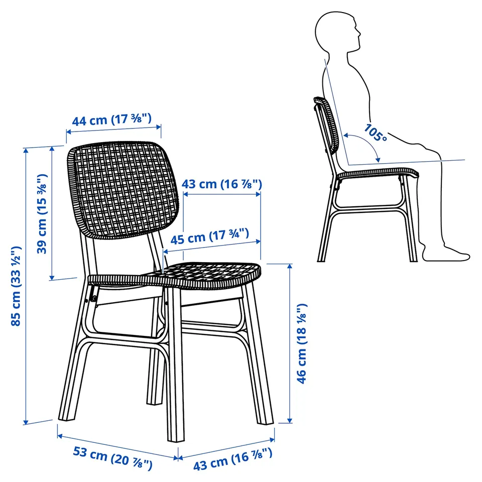 Illustration with measurements for the product: VOXLÖV.