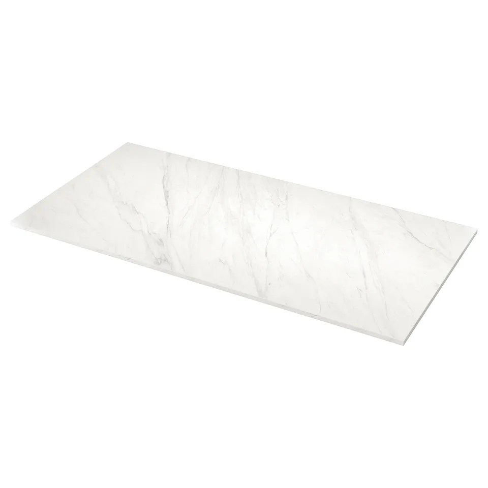 MÖCKLARP Custom made worktop, matt white lively marble effect/high pressure porcelain, 1 m²x4.0 cm