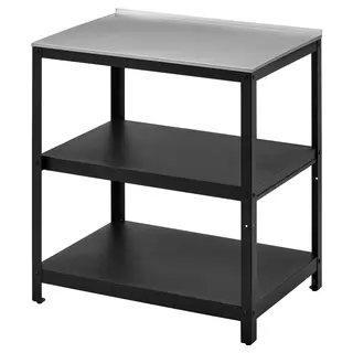 GRILLSKÄR kitchen island shelf unit, black/stainless steel outdoor, 86x61 cm