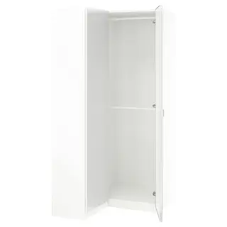PAX / FARDAL/ÅHEIM corner wardrobe, high-gloss white/mirror glass, Height 201.0 cm