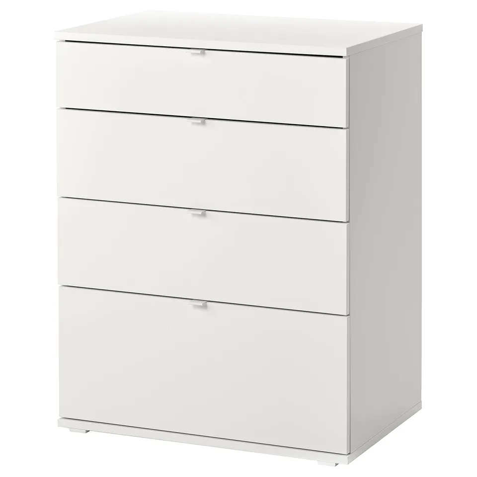 VIHALS white chest of drawers, modern design, 4 drawers, safety feature.