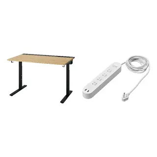 KOPPLA/MITTZON set: desk + 4-way socket with 2 USB ports