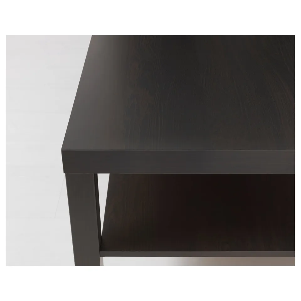 Image shows a sleek, modern LACK side table in bLACK-brown. A smooth, durable top and a lower shelf for storage.