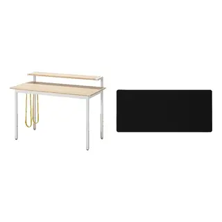 UTVISNING/LÅNESPELARE set: gaming desk with shelf + gaming mouse pad