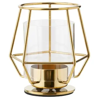 PÄRLBAND tealight holder, gold-colour, 10 cm