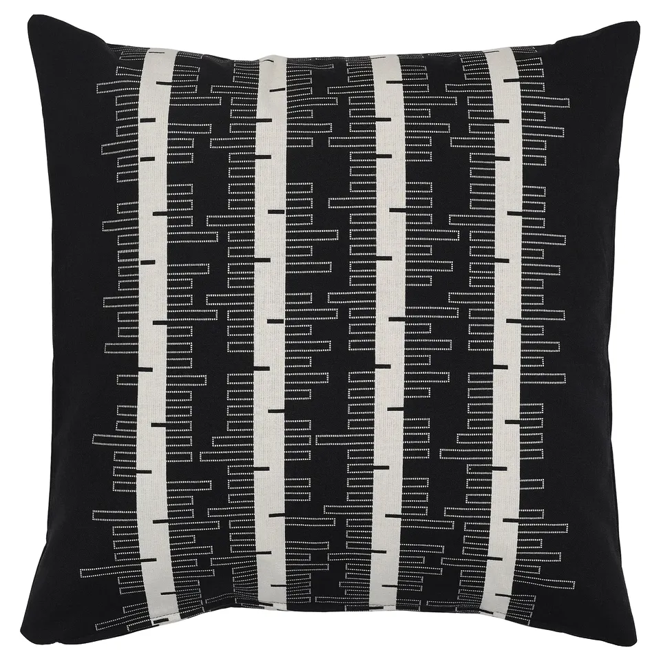 STOCKHOLM 2025 cushion, black/white birch pattern, square, cotton blend, zip closure.