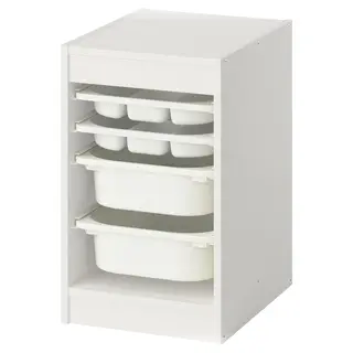 TROFAST storage combination w boxes/trays, white/white, 34x44x56 cm